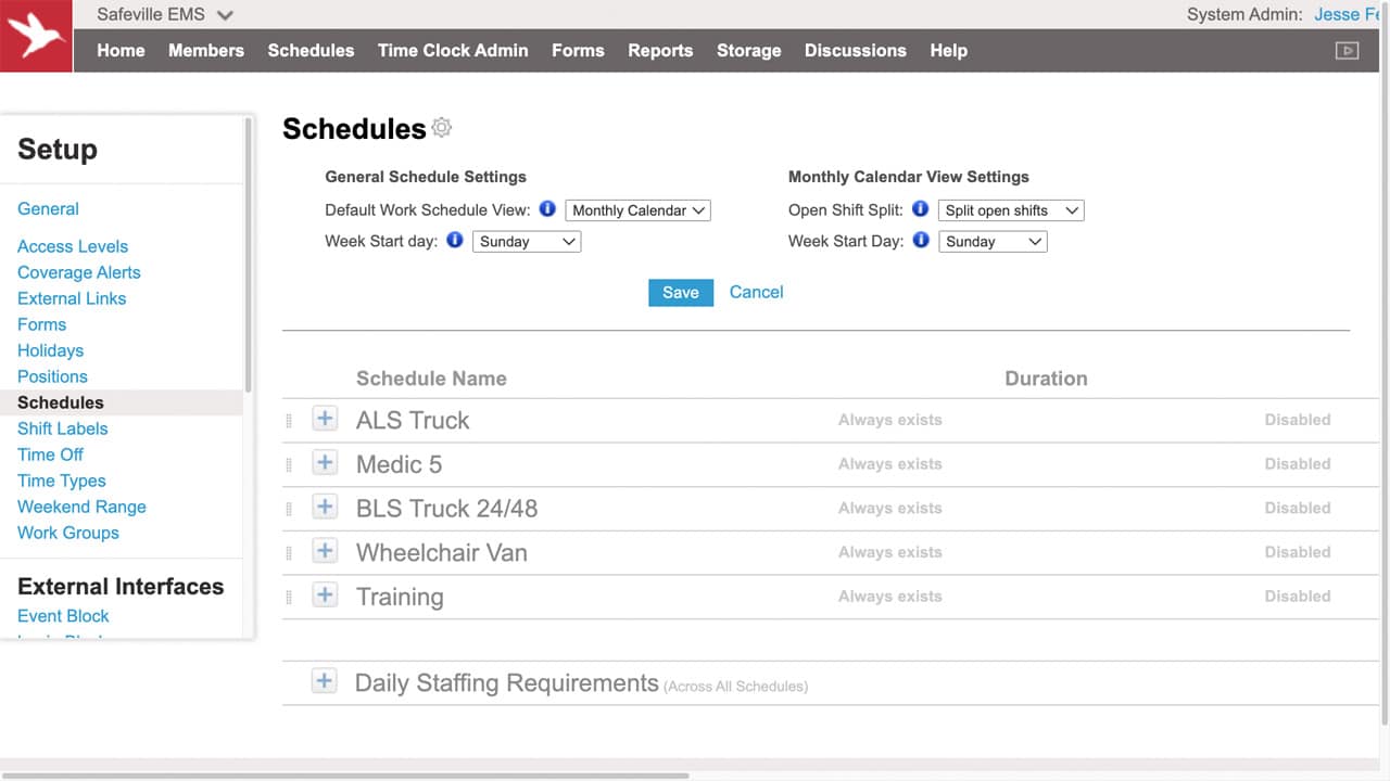 Schedule options for configuring the View Settings and Publishing are now located under the gear icon next to the Schedules heading.