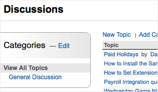 Discussions screenshot, showing the ability to have public discussions all on the same platform