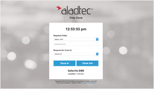 Time Clock screenshot, showing availability of a time clock kiosk