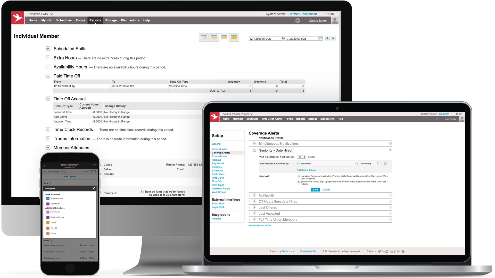 Aladtec software flexibility on multiple devices