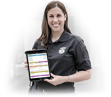EMT using Aladtec Scheduling software on a mobile device
