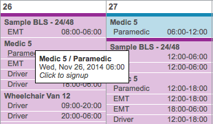 My Schedule screenshot in the Aladtec Application, demonstrating employees' ability to signup for open shifts.