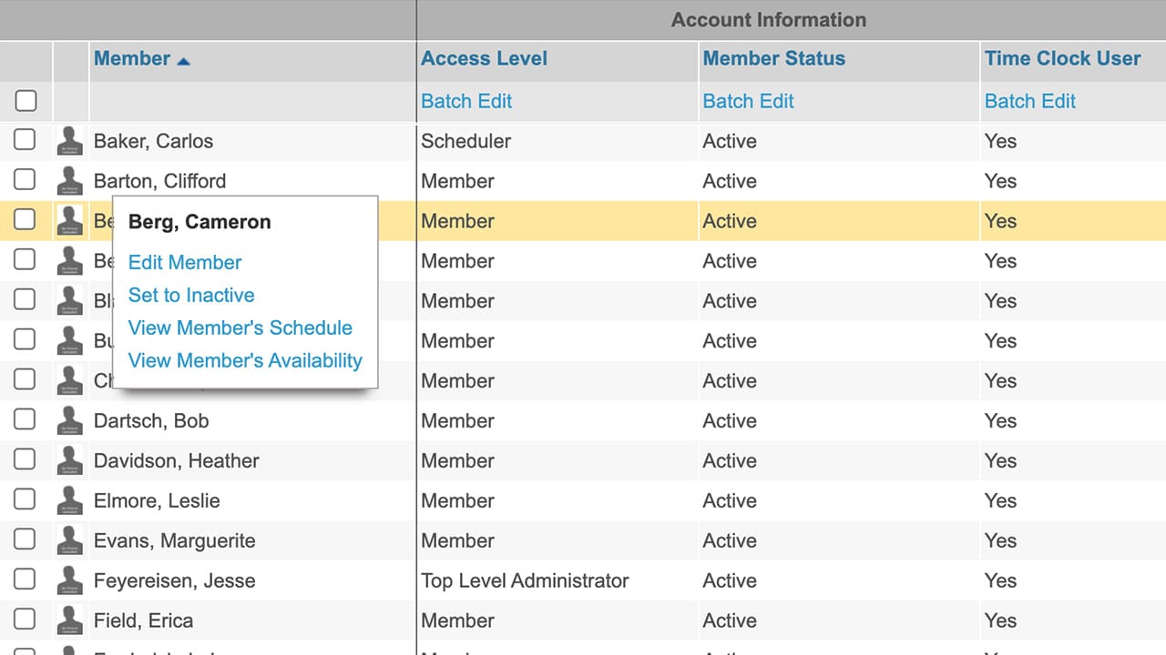 Aladtec's Member Database tool