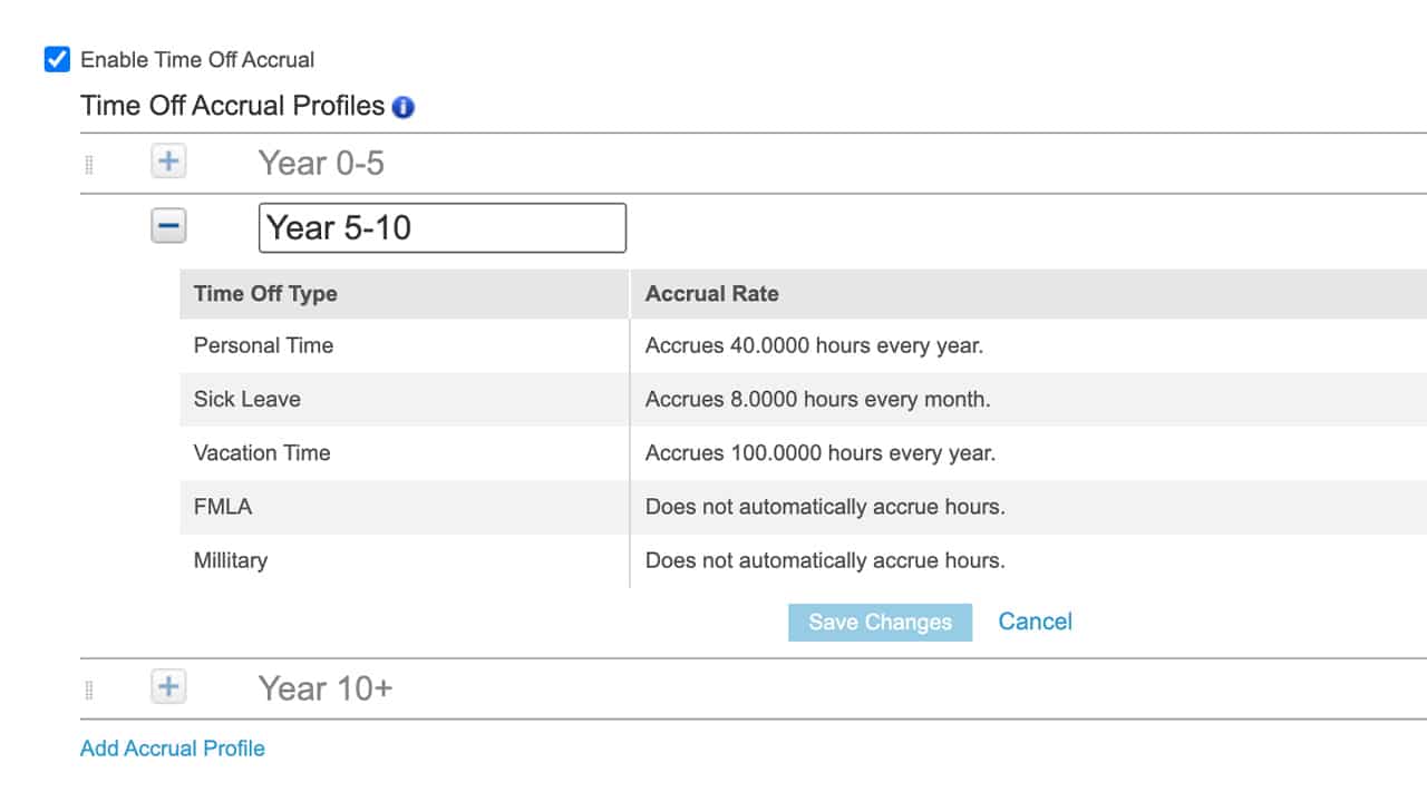 Create separate Time Off Accrual profiles for different members